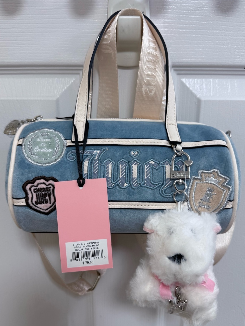 NWT Juicy Couture Study In Style Barrel in Dusty Blue